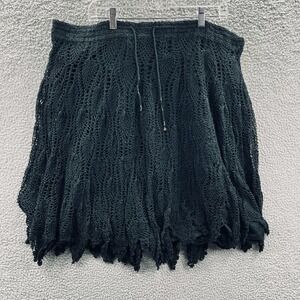 Pegasus Womens Skirt One Size Black Crochet Boho Festival Fairycore Witchy Lined